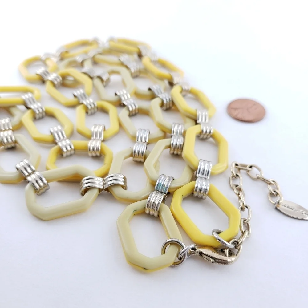 Y2K Coldwater Creek long necklace yellow acrylic open links chunky layer